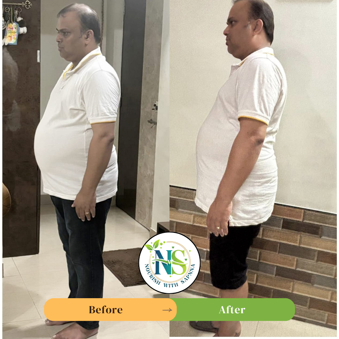Male client before and after wellness transformation