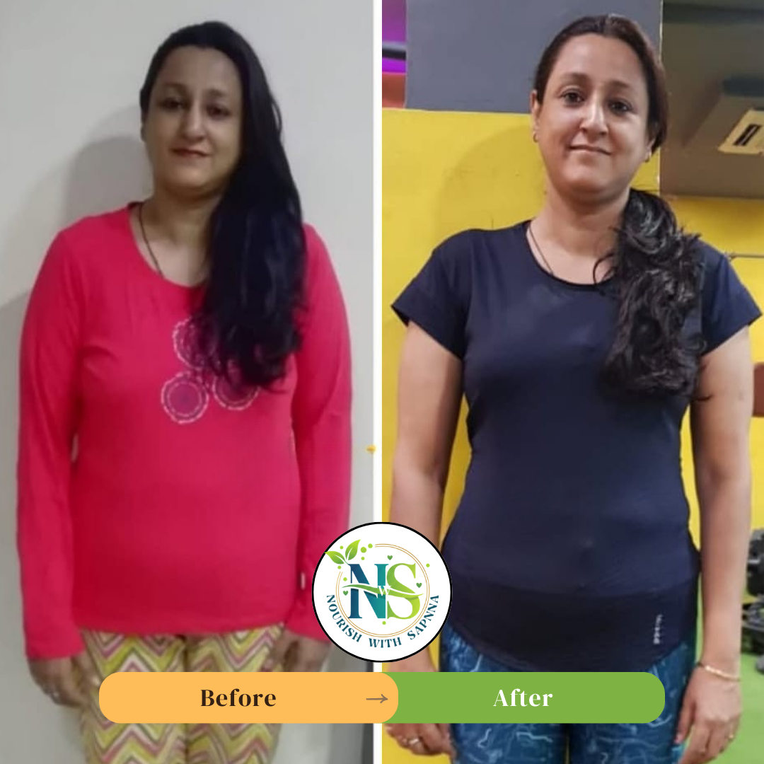 Female client before and after body composition transformation
